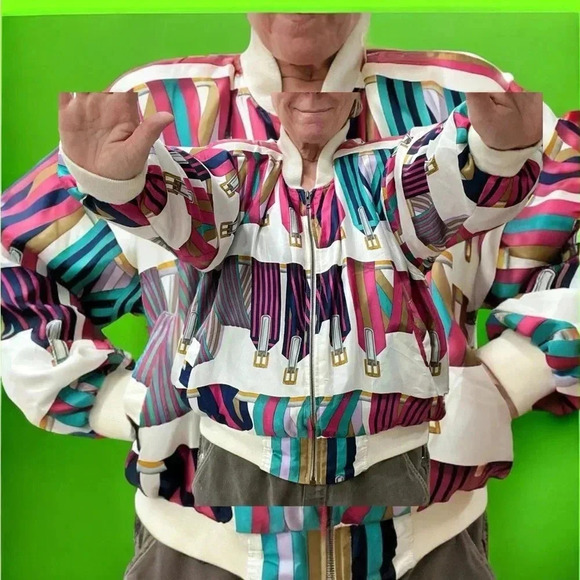 Vintage 80’e Metro Silky steampunk women’s Bomber statement Jacket-L - Picture 2 of 10